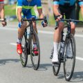 Three professional cyclists on race